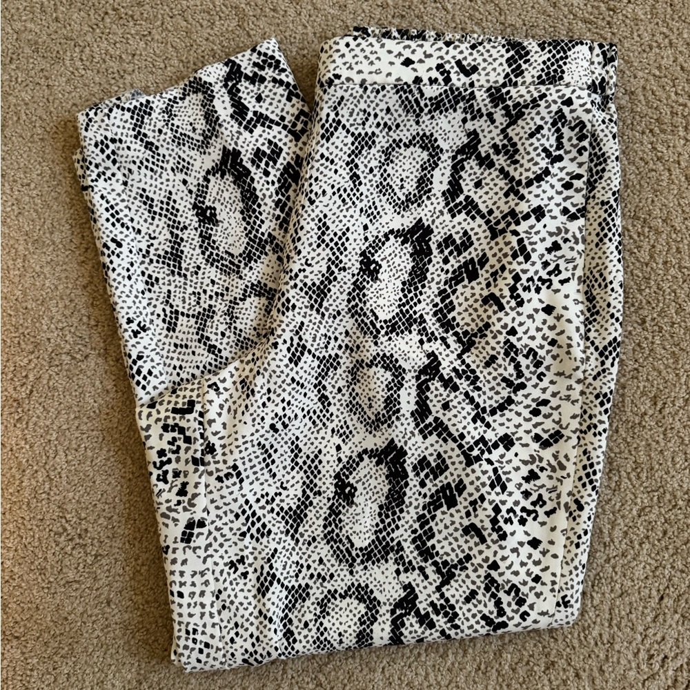 J. Crew Black and White Snake Print Cropped Pants